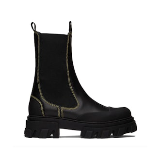 GANNI Black Cleated Mid Chelsea Boots