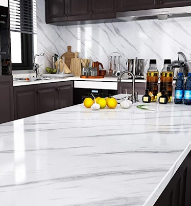 Large White Contact Paper for Countertops Peel and Stick Marble