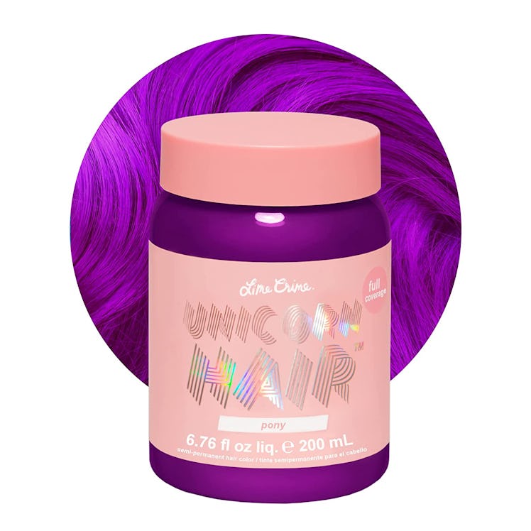 lime crime unicorn hair full coverage in pony is the best semi permanent warm toned purple hair dye ...