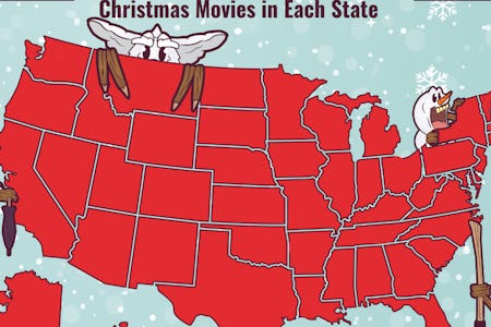A map of unconventional Christmas movies in the US.