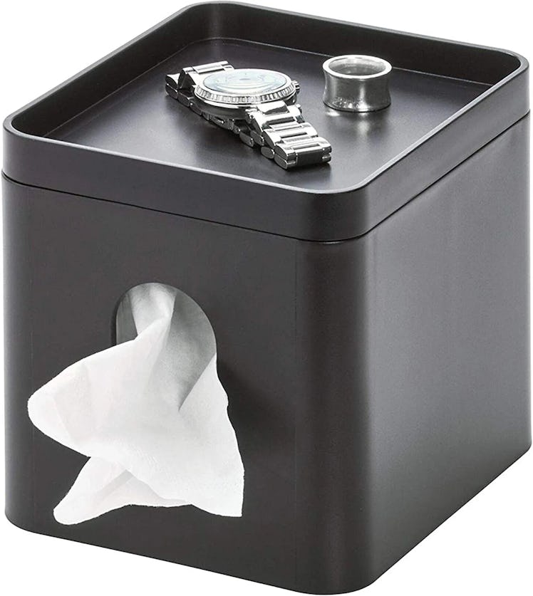 iDesign Facial Tissue Box Cover with Storage Tray