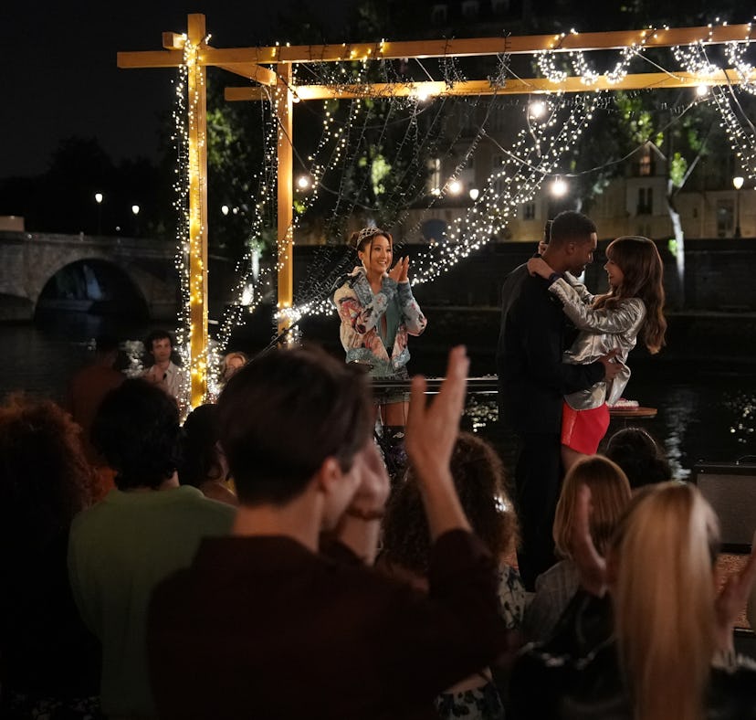 Ashley Park as Mindy, Lucien Laviscount as Alfie, Lily Collins as Emily, Jin Xuan Mao as Etienne, Ke...