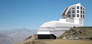 A rendering of the Vera Rubin Observatory in Chile.