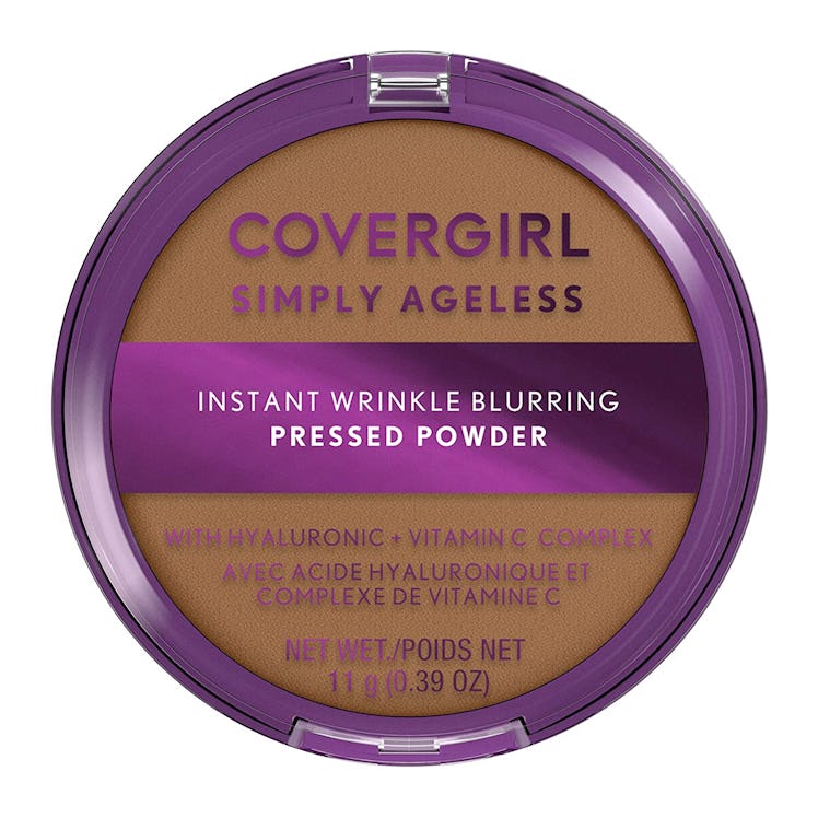 Covergirl Simply Ageless Instant Wrinkle Blurring Pressed Powder is the best drugstore powder founda...