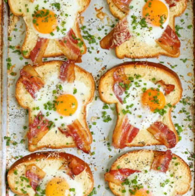 This recipe for sheet pan egg-in-a-hole is one of the best Christmas breakfast ideas.