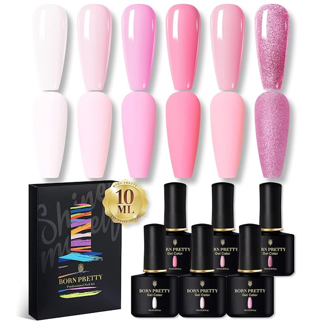 BORN PRETTY Pink Gel Nail Polish Set (6-Pack)