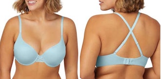 This bra for narrow shoulders has padded cups to lift the bust.