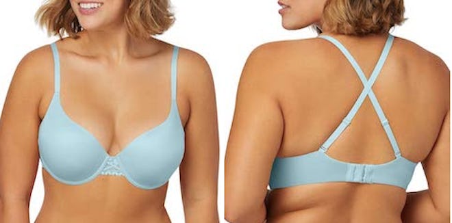 This bra for narrow shoulders has padded cups to lift the bust.