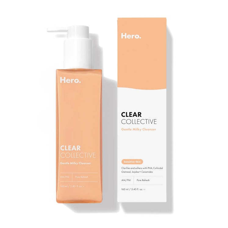 hero cosmetics gentle milky cleanser is the best exfoliating pha cleanser for rosacea