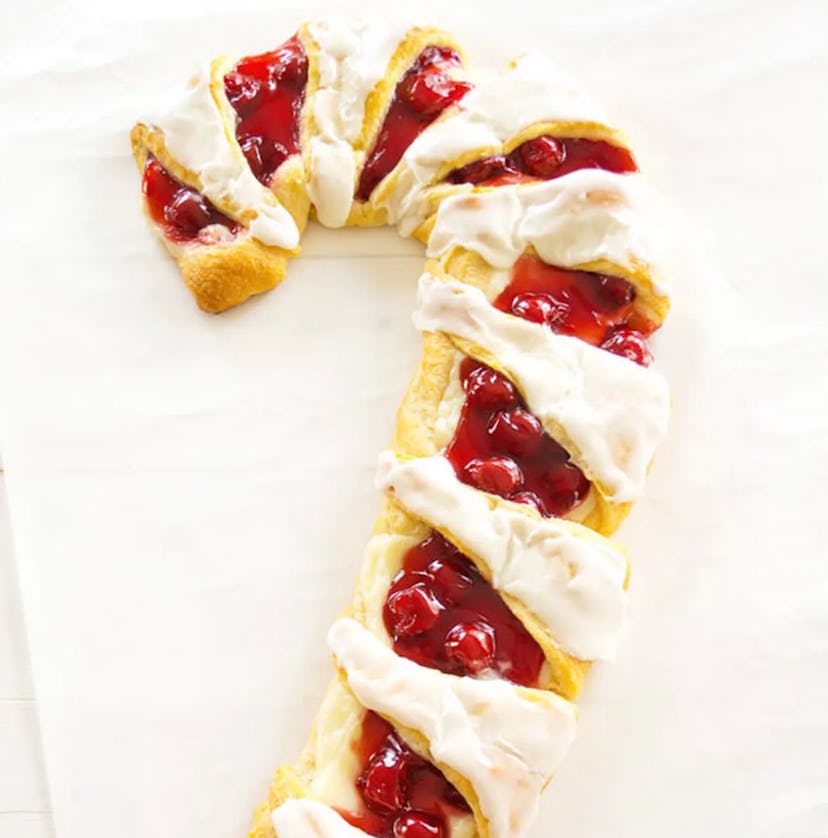 This Christmas breakfast danish is shaped like a candy cane and is one of the top Christmas breakfas...