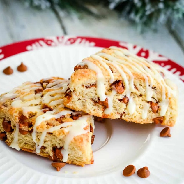 Glazed cinnamon eggnog scones are one of the best Christmas breakfast ideas.