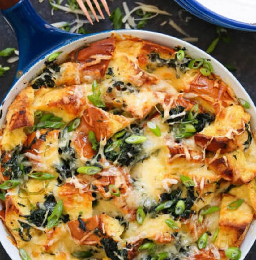 Spinach and cheese strata is one of the best Christmas breakfast ideas.