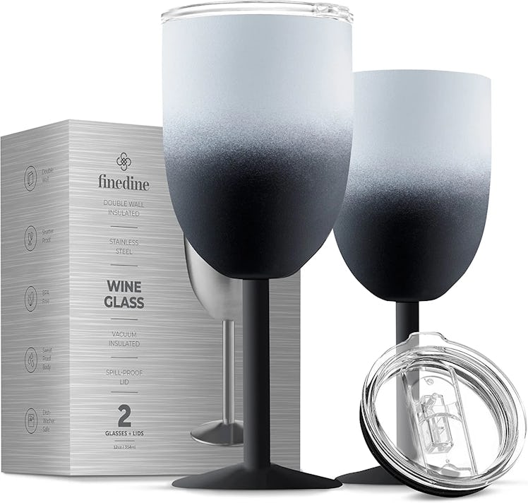 FineDine Wine Glasses and Lids (Set of 2)