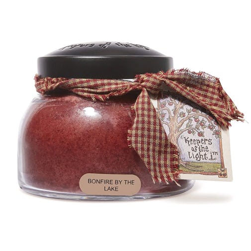 This two-wick paraffin candle evokes the feeling of sitting near a bonfire on a lake.