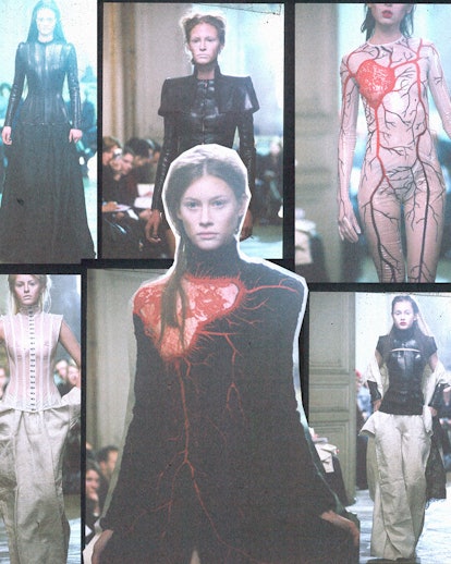 A collage of Olivier Theyskens fashions from 1998