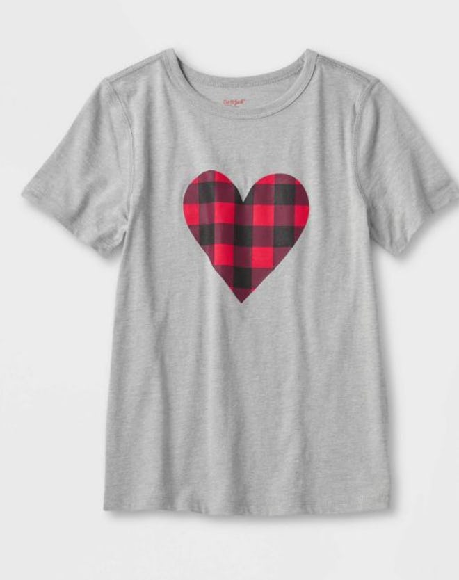 grey short sleeve shirt with heart on it for adaptive clothing for kids