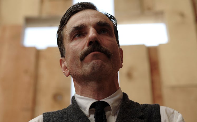 Daniel Day Lewis' Daniel Plainview kneels in a church in 2007's There Will Be Blood
