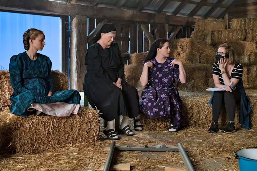 Claire Foy, director Sarah Polley and Rooney Mara shooting 'Women Talking.'