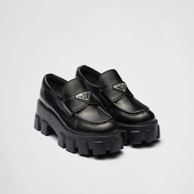 prada Brushed leather Monolith loafers