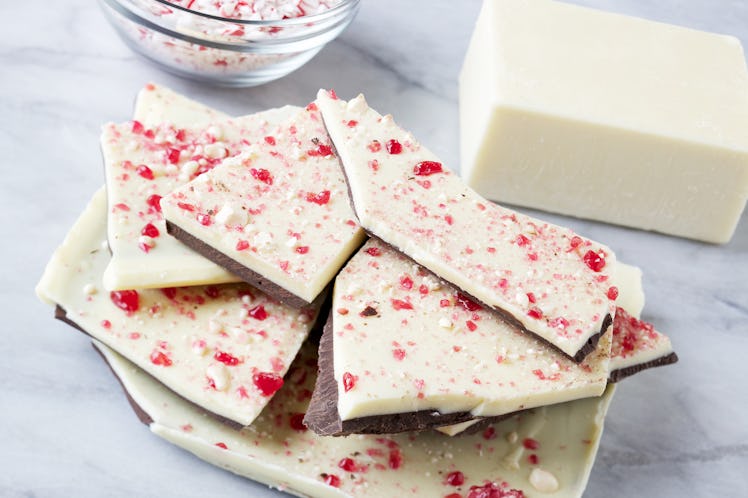 Peppermint bark on a plate