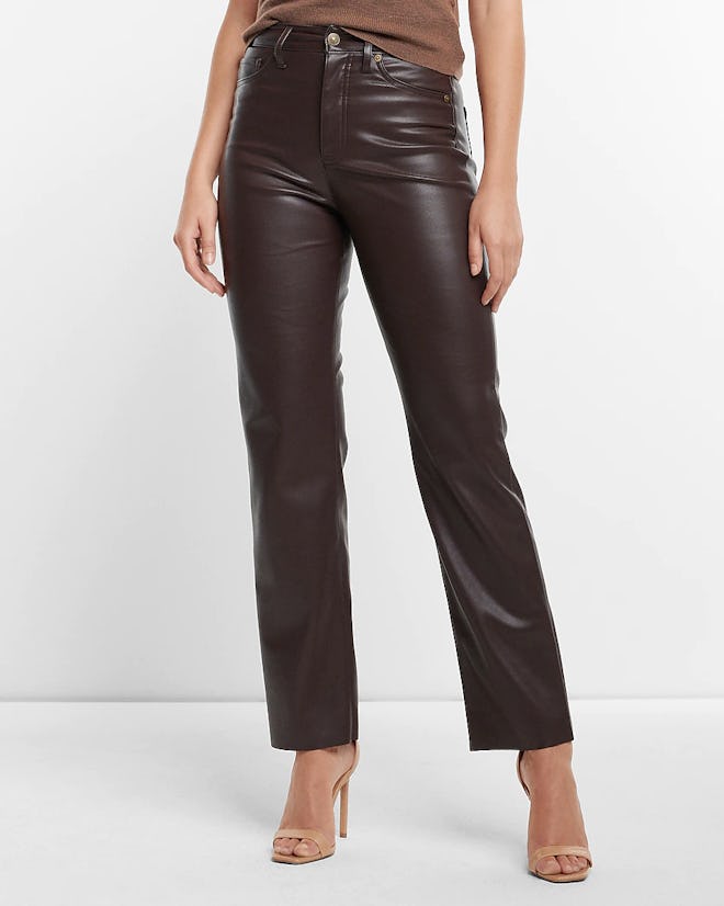 Express Super High Waisted Faux Leather Modern Straight Pant