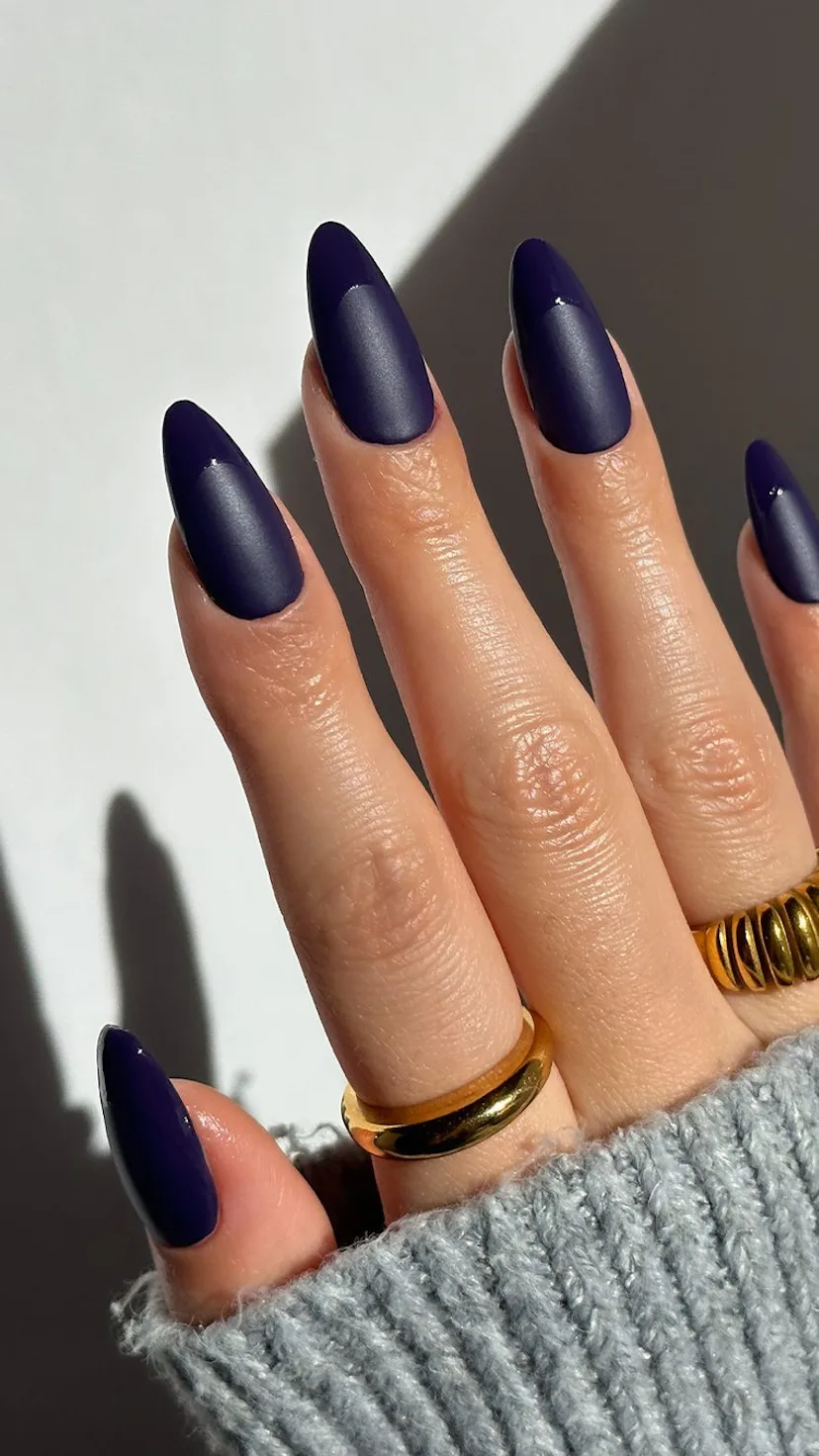 Try matte nail art with shiny French tips for Capricorn season.