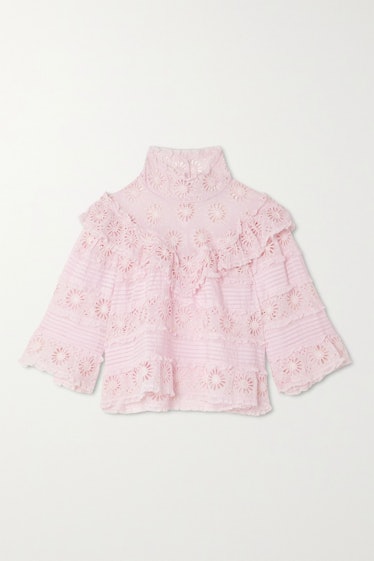 Isabel Marant light pink eyelet blouse