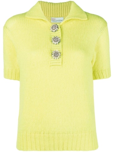 RED Valentino yellow knit polo top