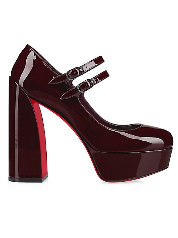 Christian Louboutin dark red Mary Jane platform pumps