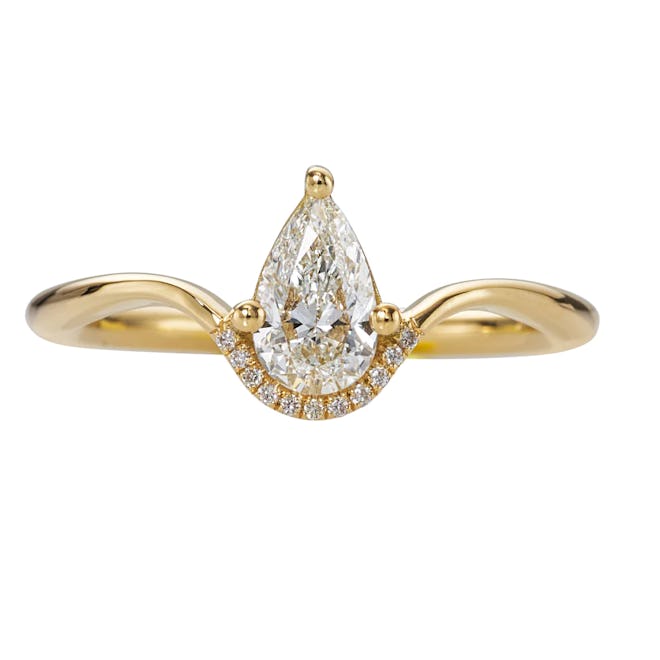 Floating Pear Cut Diamond Engagement Ring