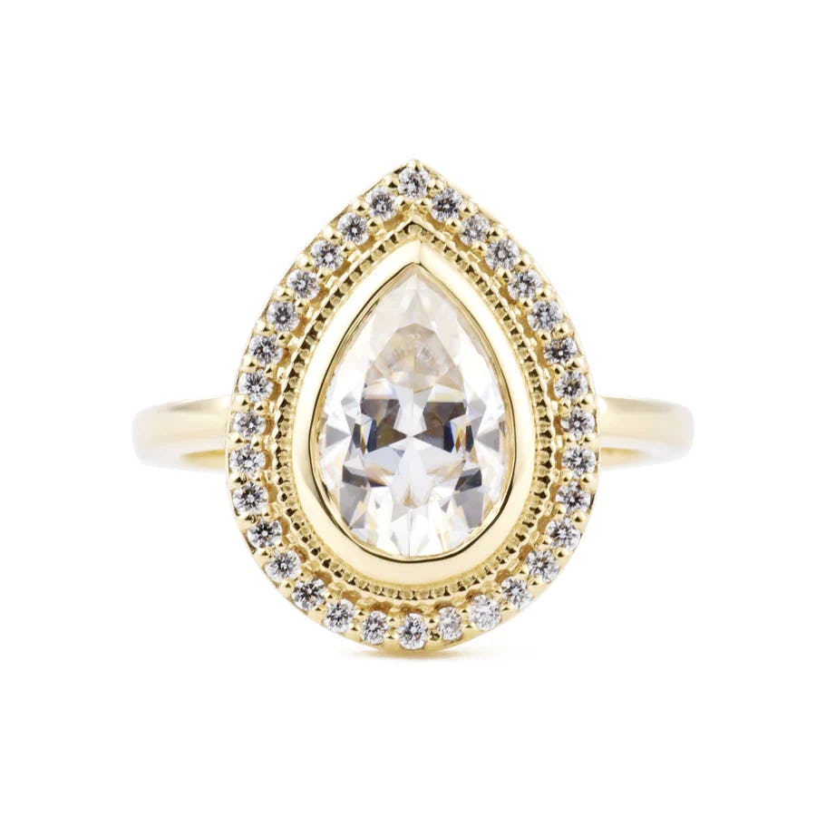 Selena Pear Moissanite Halo Engagement Ring