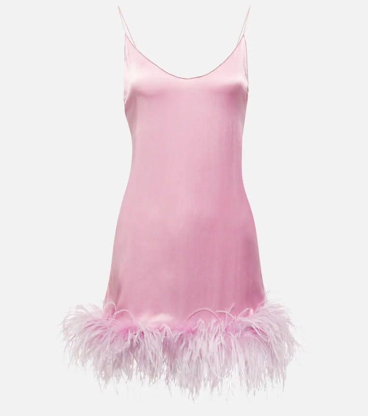Plumage Feather-Trimmed Minidress