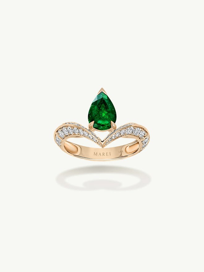Dorian Floating Teardrop-Shaped Emerald Engagement Ring