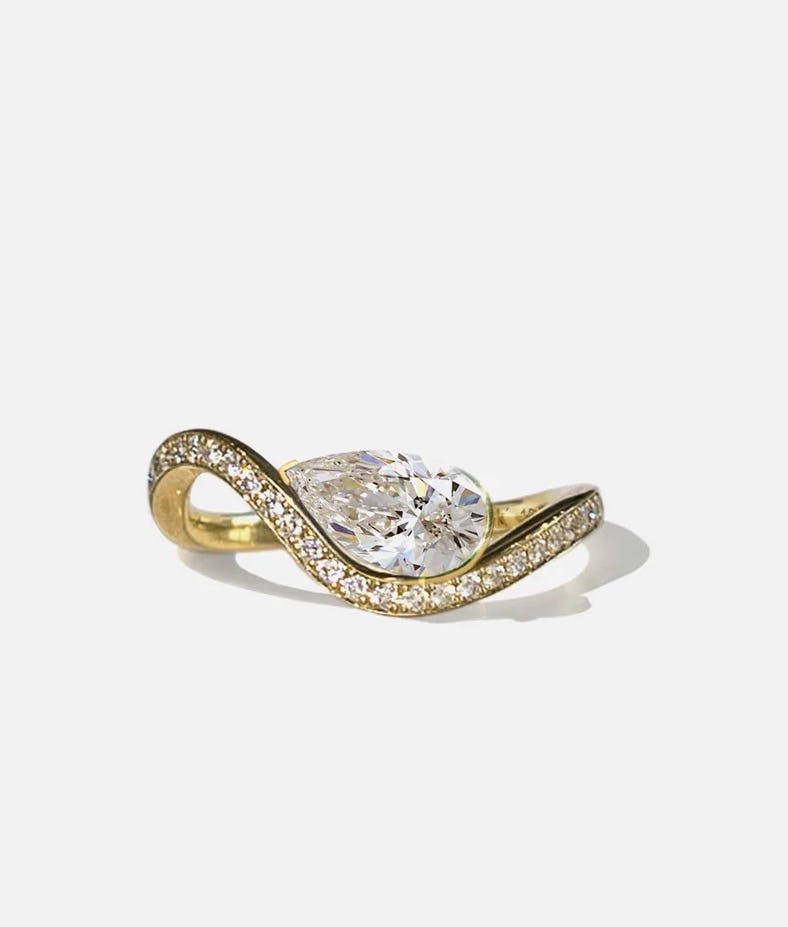Mini Pear Diamond Trace Pavé Ring