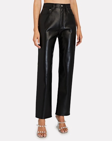 90s Pinch Waist Recycled Leather Pants