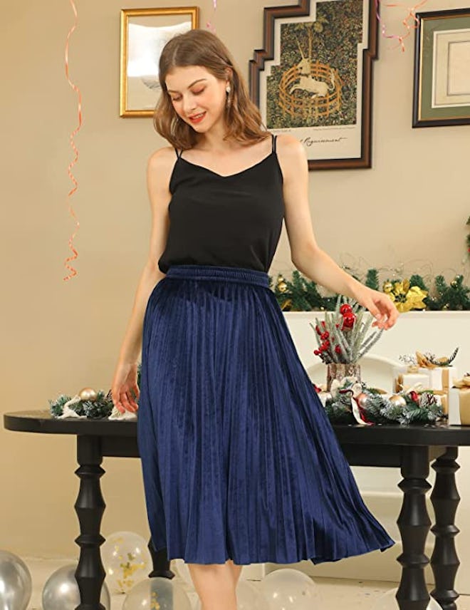 DRESSTELLS Pleated Midi Skirt
