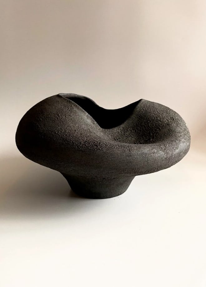 Black Textured Ceramic Vase by Maku Ceramics