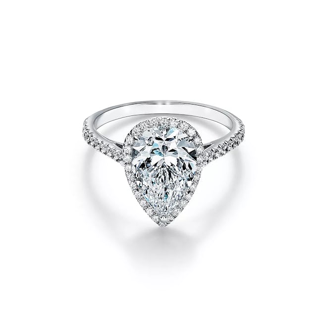 Tiffany Soleste Pear-shaped Halo Engagement Ring