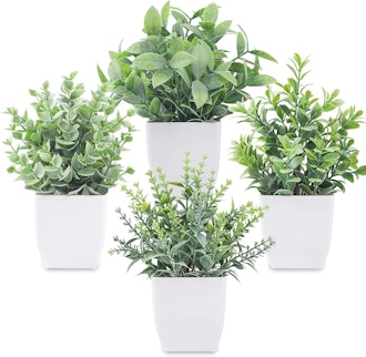 Der Rose Mini Artificial Greenery Potted Plants (4-Pack)