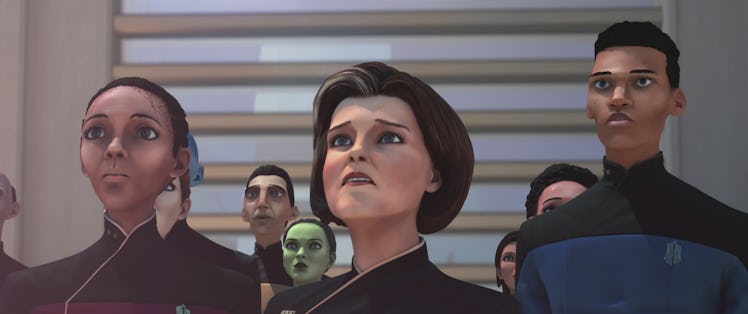 Admiral Janeway watches in horror at the fate of the Protostar in “Supernova Part 2.”