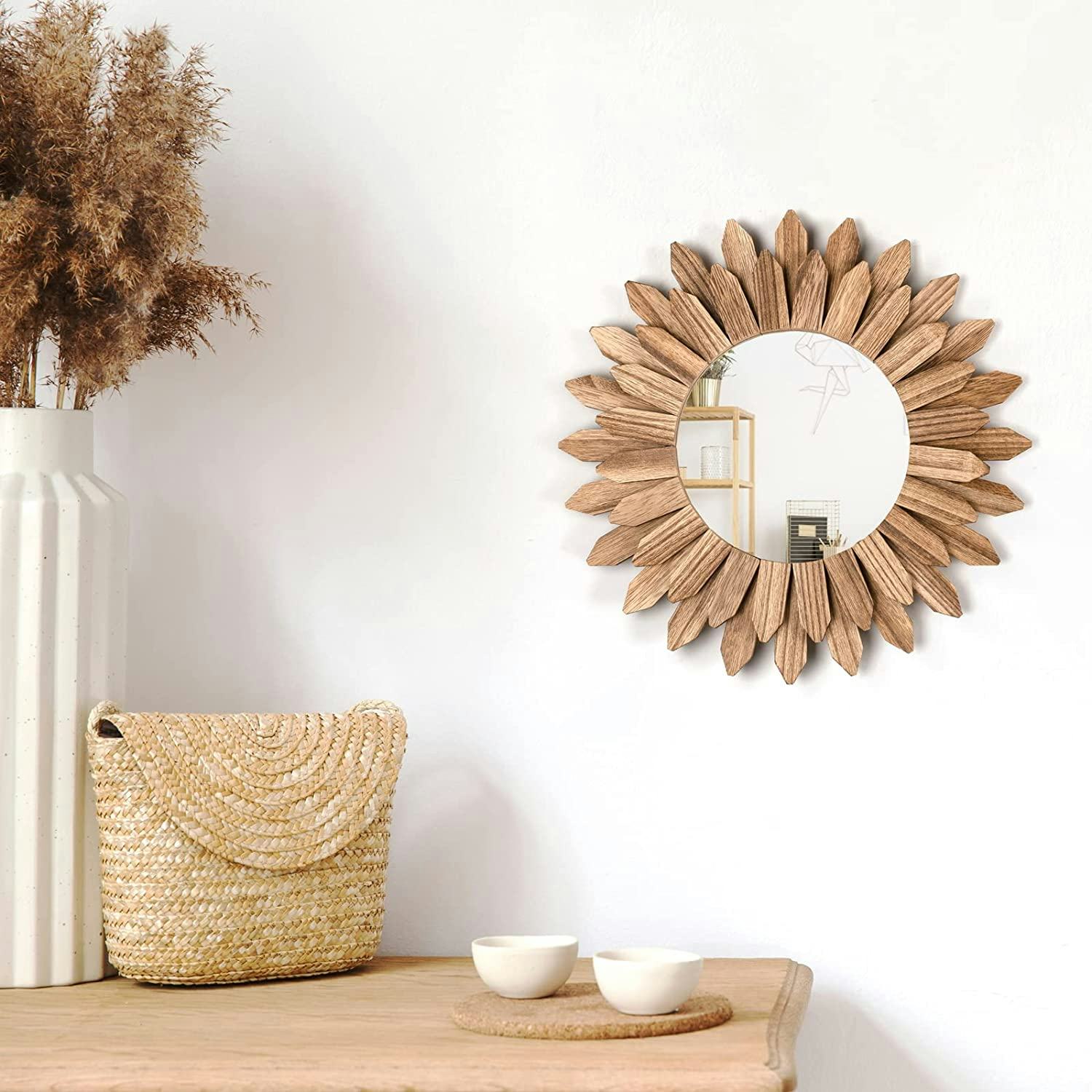 Honiway Decorative Rustic Wood Mirror