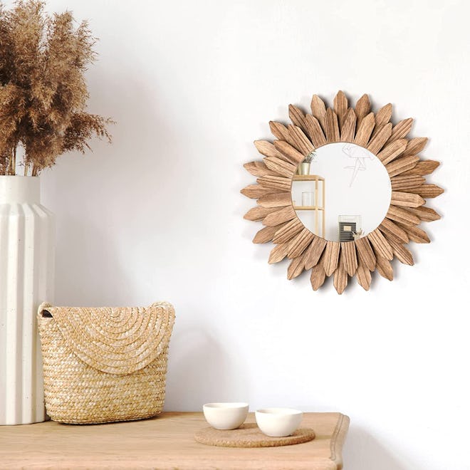 Honiway Decorative Rustic Wood Mirror 