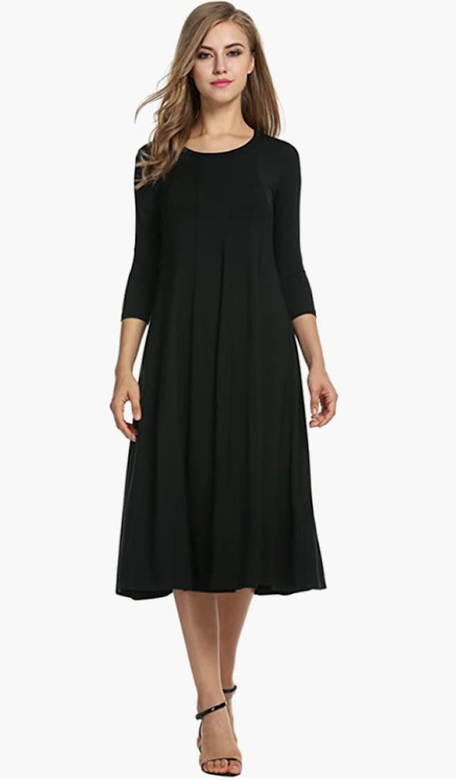 Hotouch 3/4 Sleeve A-line Midi Dress