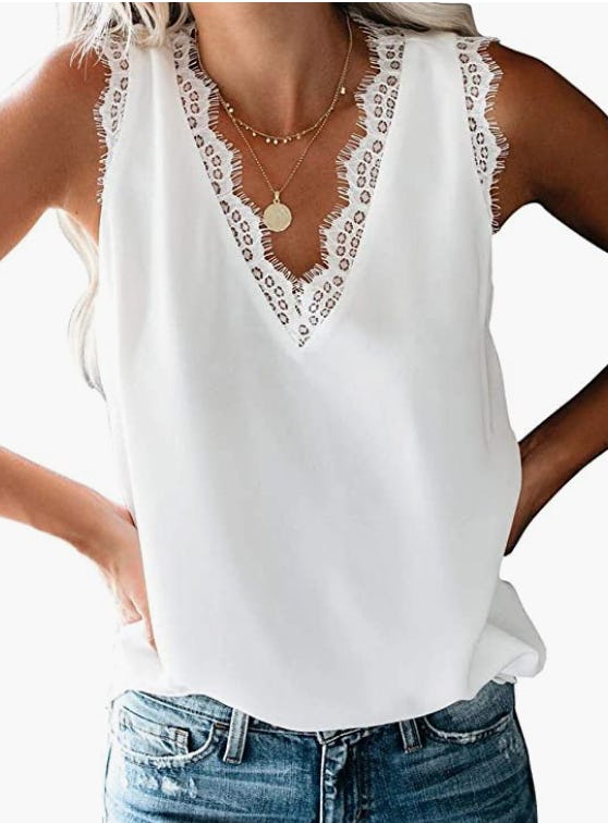 lime flare Lace Trim Tank Top