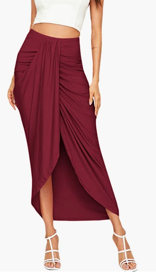 SheIn High Waist Maxi Draped Skirt