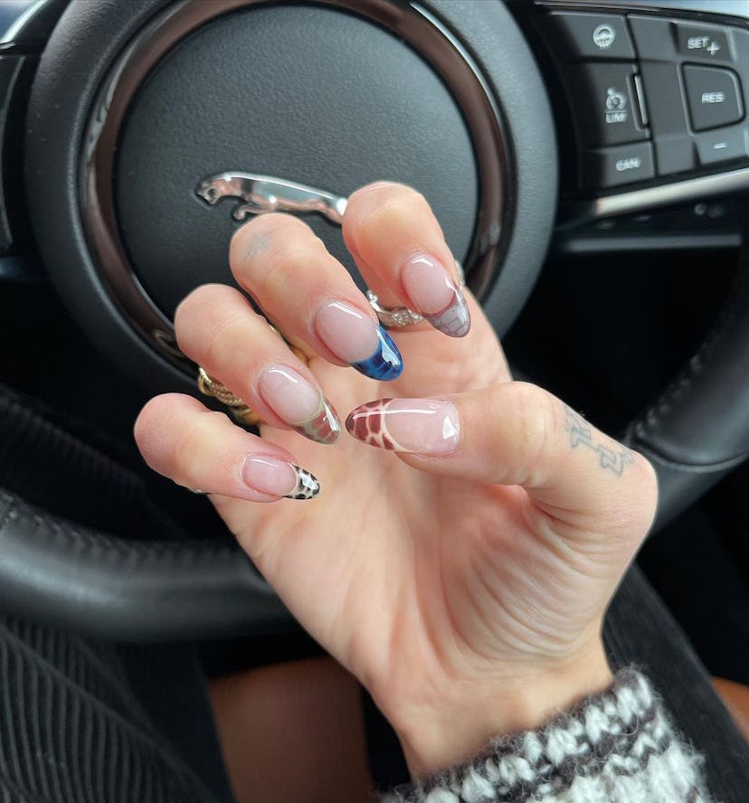 Dua Lipa’s animal print nail art.