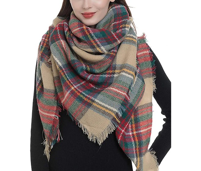Dimore Oversized Plaid Blanket Scarf 