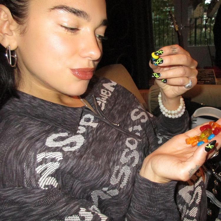 Dua Lipa&rsquo;s nail art is always bold, never subtle.