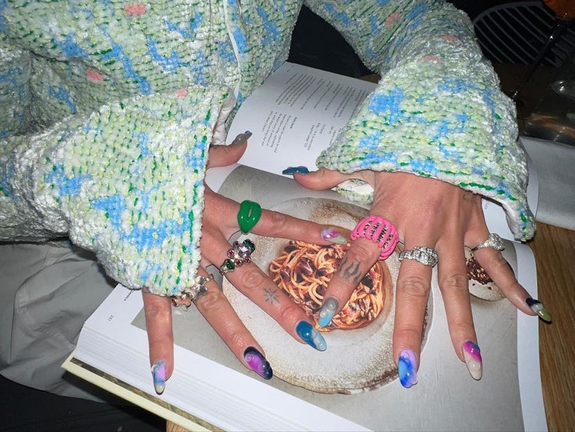 Dua Lipa rocking 3D nail art.