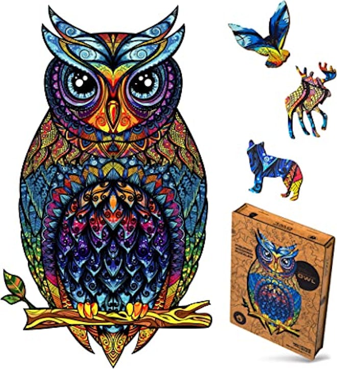 If you're looking for wooden jigsaw puzzles for adults, consider this wooden owl puzzle with detaile...